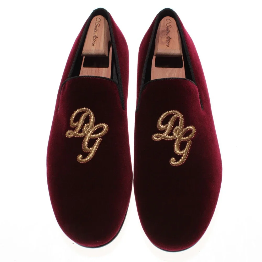 Dolce&Gabbana NWB Slip On Loafers Size 9 US Burgundy Velvet Made in Italy